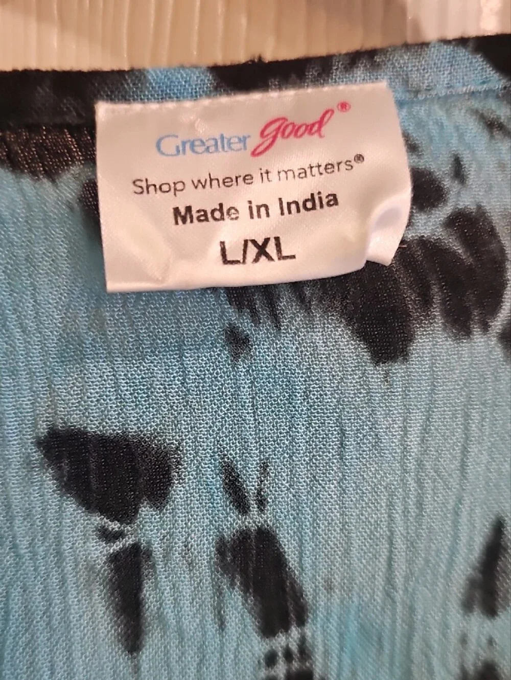 Greater Good Tie-Dye V-Neck Gauzy Tunic Top - Aqua, Purple & Red L/XL - Picture 3 of 14